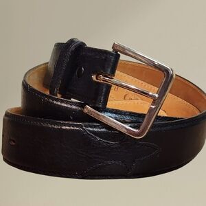 Nocona Black Genuine Kangaroo Leather Belt Silver Buckle Size 38 Weatern Style